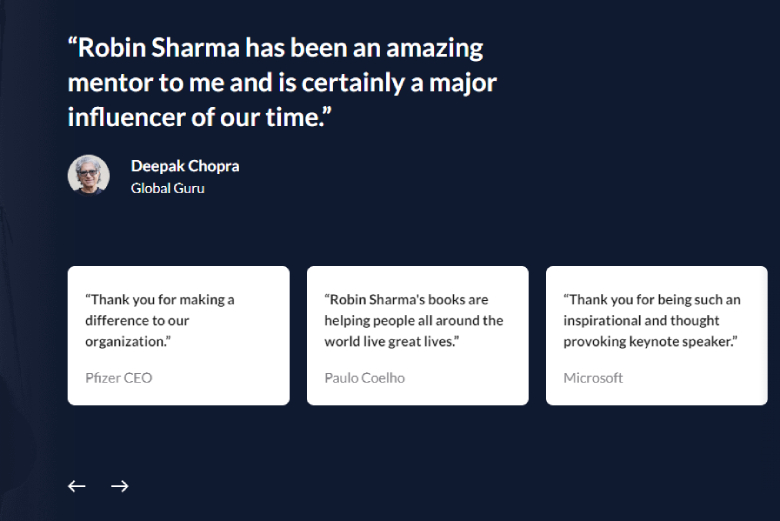 Robin sharma testimonial