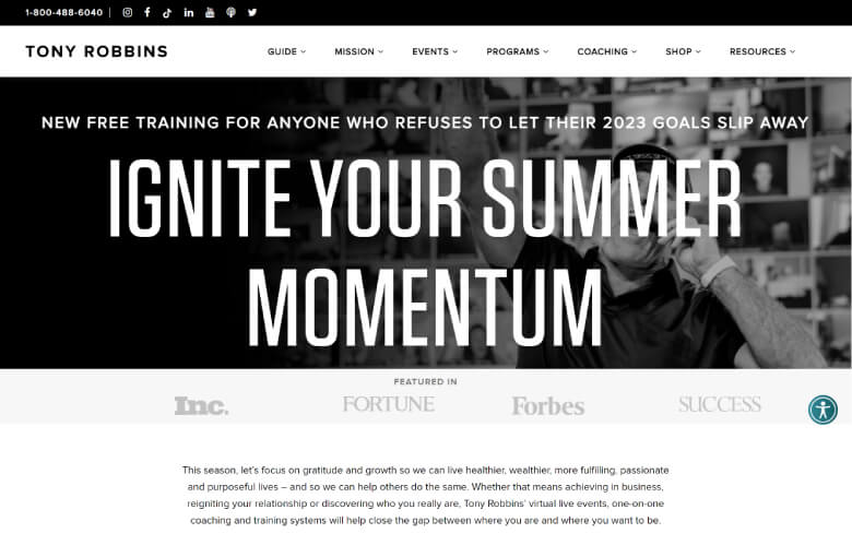 Tony Robbins website